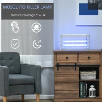 Outsunny Wall Hanging Bug Zapper, 30W Electric Fly Zapper Mosquito Killer, 60㎡ Coverage Insect Killer, Indoor Outdoor Use, Grey(m-4)