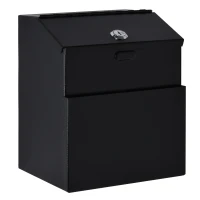 HOMCOM Steel Suggestion Post Box Mail Storage w/ 2 Keys Wall Mountable Or  Tabletop Use Maildrop Multifunctional Black(m-11)