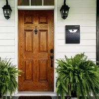 HOMCOM Steel Wall Mounted Mail Box Post Letter Newspaper Holder Outdoor Lockable with Waterproof  Lid -  Black(m-2)