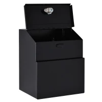 HOMCOM Steel Suggestion Post Box Mail Storage w/ 2 Keys Wall Mountable Or  Tabletop Use Maildrop Multifunctional Black(m-8)
