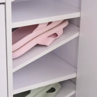 HOMCOM Wooden Shoe Rack Modern Storage Cabinet Cupboard with 4 Doors Hallway Furniture (Black)(m-12)