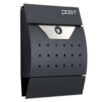 HOMCOM Steel Wall Mounted Mail Box Post Letter Newspaper Holder Outdoor Lockable with Waterproof  Lid -  Black(m-1)