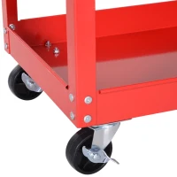 DURHAND 3-Tier Tool Trolley Cart Storage Shelf Roller Cabinet DIY Box Garage Workshop with Drawer Red(m-9)