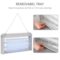 Outsunny Wall Hanging Bug Zapper, 30W Electric Fly Zapper Mosquito Killer, 60㎡ Coverage Insect Killer, Indoor Outdoor Use, Grey(m-5)