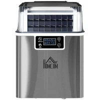 HOMCOM kostkarka do lodu 20 kg / 24 h, 2,3 l kostkarka do lodu ze zbiornikiem na wodę 3,2 l wyświetlacz stal nierdzewna kolor srebrny 25,2 x 36 x 37,1 cm | Aosom(m-5)