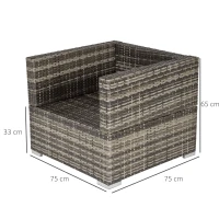 Outsunny Single Seater Rattan Chair Sofa with Padded Cushions, All-Weather PE Wicker Weave Garden Armchair with Armrests, Dark Grey(m-3)