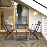 Outsunny 2-Seater Rattan Bistro Set: 1 x table, 2 x chairs-Brown(m-7)