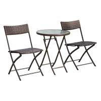 Outsunny 2 Seater Wicker Rattan Bistro Set-Brown(m-9)