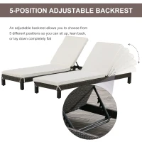 Outsunny 2 Seater Rattan Sun Lounger Set, Steel Frame-Brown/Cream White(m-5)