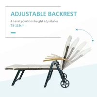 Outsunny Outdoor Rattan Wicker Sun Lounger Adjustable Backrest Foldable Chaise Lounge Relaxer Patio, Deck, Poolside(m-5)