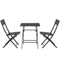 Outsunny 2-Seater Rattan Bistro Set: 1 x table, 2 x chairs-Brown(m-12)