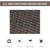 Outsunny 2 Seater Rattan Sun Lounger Set, Steel Frame-Brown/Cream White(m-6)