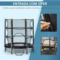 HOMCOM Trampolim para Crianças acima de 3 Anos Cama Elástica Infantil com Rede de Segurança e Estrutura de Aço para Interiores e Exteriores Carga 45kg 140x140x160cm Preto(m-5)