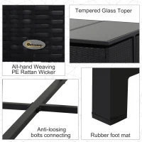 Outsunny 9 PCs Rattan Dining Cube Set Outdoor Patio Furniture PE Rattan Wicker Dining Set w/ 4 Armchair,4 Foot Stool,Grey Cushion(m-5)