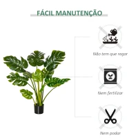 HOMCOM Planta Artificial Costela de Adão no Vaso 110cm de Altura Planta Artificial Tropical Decorativa com 11 Folhas para Casa Sala de Estar Dormitório Verde(m-6)