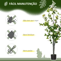 HOMCOM Camélia Artificial Planta Sintética de 150cm com Vaso de Cimento Folhas Realistas e Flores de Tecido Decoração para Casa Escritório e Exterior Verde(m-5)