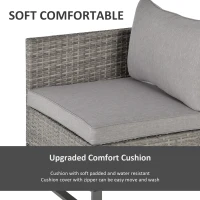Outsunny 5pcs Patio Rattan Wicker Sofa Set Chaise Lounge Double Sofa Bed Furniture w/ Coffee Table & Footstool for Patios, Garden, Backyard, Grey(m-7)