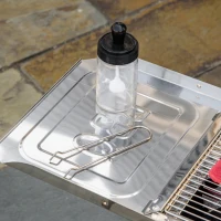 Outsunny Barbecue a Carvão de Aço Inoxidável Portátil com Altura Ajustável 2 Prateleiras 120x31x60-70cm Prata(m-9)