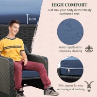 Outsunny 5 Piece Rattan Garden Furniture Set with Cushions, Aluminium Frame Garden Wicker Sofa Sets with Chairs, Storage Function Stools, and Side Table, Brown(m-7)