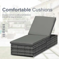 Outsunny Rattan Outdoor Garden Reclining Sun Lounger Grey(m-4)