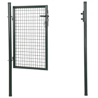 HOMCOM Porta para Vedação de Jardim de Aço com Maçaneta de Fechadura e 3 Chaves Porta de Vedação para Exterior Pátio Terraço 97x150cm Verde(m-7)