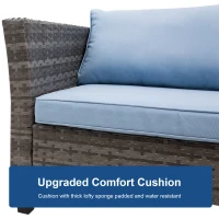 Outsunny 4-Seater Outdoor Garden PE Rattan Furniture Set Blue(m-5)
