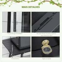 PawHut Terrário para Reptéis Terrário para Insetos de Acrílico com Comedouro Termômetro 2 Suportes para Lâmpada E27 e Interruptor para Largato Camaleão 60x40x40,5cm Preto(m-5)