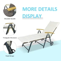 Outsunny Outdoor Rattan Wicker Sun Lounger Adjustable Backrest Foldable Chaise Lounge Relaxer Patio, Deck, Poolside(m-4)