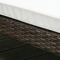 Outsunny 2 Seater Rattan Sun Lounger Set, Steel Frame-Brown/Cream White(m-9)