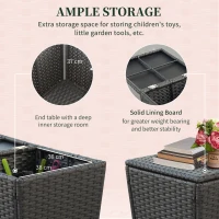 Outsunny 5 Piece Rattan Garden Furniture Set with Cushions, Aluminium Frame Garden Wicker Sofa Sets with Chairs, Storage Function Stools, and Side Table, Brown(m-5)