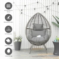 Outsunny Teardop PE Wicker Rattan Chair w/ Thick Cushions 4 Legs Outdoor Seat Egg Garden(m-4)