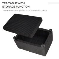 Outsunny Garden PP Rattan Style Sofa Table Set 4 Seater Outdoor Patio 2 Single Chairs & 1 Bench Conservatory Furniture Cushioned Black(m-5)