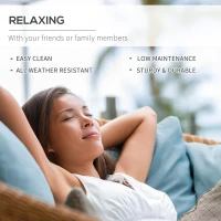 Outsunny Garden PP Rattan Style Sofa Table Set 4 Seater Outdoor Patio 2 Single Chairs & 1 Bench Conservatory Furniture Cushioned Black(m-7)