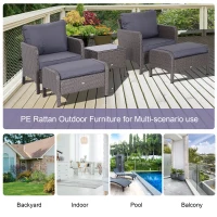 Outsunny 2-Seater Rattan Furniture Set, Steel Frame-Grey(m-7)