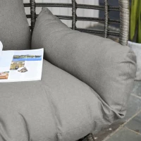 Outsunny Teardop PE Wicker Rattan Chair w/ Thick Cushions 4 Legs Outdoor Seat Egg Garden(m-8)