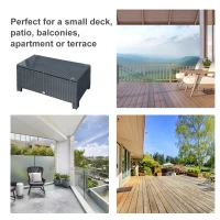 Outsunny Rattan Garden Furniture Coffee Table Patio Iron Frame Tempered Glass (Black)(m-7)