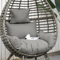 Outsunny Teardop PE Wicker Rattan Chair w/ Thick Cushions 4 Legs Outdoor Seat Egg Garden(m-9)