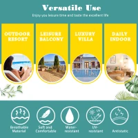 Outsunny Rattan 2-Seater Sofa Sun Lounger Bed-Black(m-4)