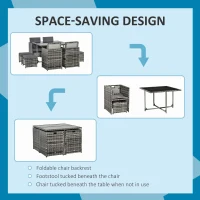 Outsunny 8-Seater Rattan Furniture Set Wicker Weave Patio Dining Table Seat(m-6)