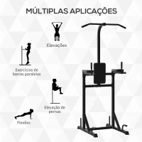 HOMCOM Estação de Musculação Torre Multifuncional com Barra de Flexões Estrutura de Aço para Treinar em Academia Casa Carga Máxima 120kg 110x97x227cm Preto(m-4)
