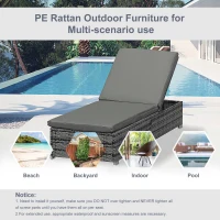 Outsunny Rattan Outdoor Garden Reclining Sun Lounger Grey(m-7)
