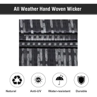 Outsunny 2 Seater Rattan Lounger Adjustable Double Chaise Chair Loveseat w/ Cushion - Grey(m-6)