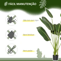 HOMCOM Planta Artificial Bananeira de 160cm com Vaso e 10 Folhas Realistas Planta Tropical Sintética para Decoração em Interior e Exterior Escritório Casa Verde(m-5)
