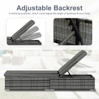 Outsunny Rattan Outdoor Garden Reclining Sun Lounger Grey(m-5)