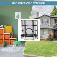 HOMCOM Trampolim para Crianças acima de 3 Anos Cama Elástica Infantil com Rede de Segurança e Estrutura de Aço para Interiores e Exteriores Carga 45kg 140x140x160cm Preto(m-6)