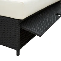Outsunny Rattan 2-Seater Sofa Sun Lounger Bed-Black(m-8)