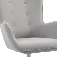 HOMCOM Retro Upholstered Swivel Accent Chair Executive Tufted w/ Metal Base Padding High Back Arms Home Office Comfort Style Seating 74L x 71W x 106H - Grey(m-9)