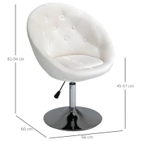 HOMCOM Modern Leisure Chair Round Tufted Accent Chair Vanity Stool Height Adjustable Counter Chair with Swivel Seat for Pub, Living Room, White(m-3)