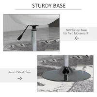 HOMCOM Modern Leisure Chair Round Tufted Accent Chair Vanity Stool Height Adjustable Counter Chair with Swivel Seat for Pub, Living Room, White(m-7)