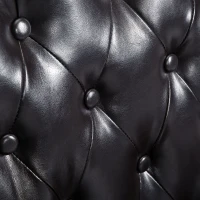 HOMCOM Antique High Back Chair PU Leather Seat Chesterfield Type Armchair Queen Anne Fireside Chair w/ Cushion (Brown)(m-4)